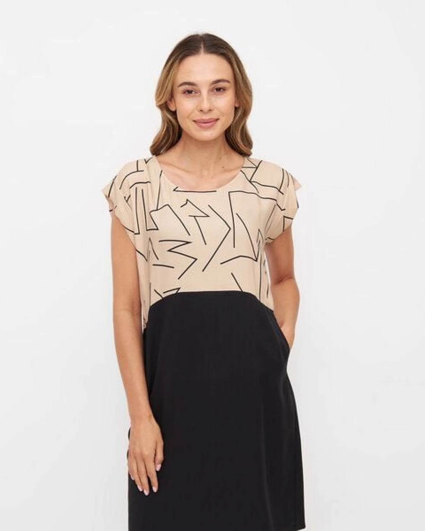 WiDDA berlin Shiftkleid TOO LINES beige aus TENCEL® und ECOVERO® – Ansicht 2