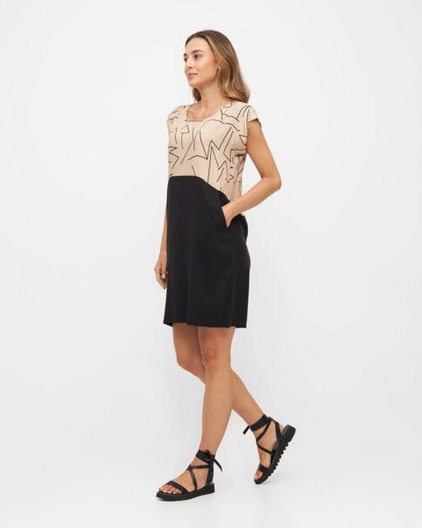 WiDDA berlin Shiftkleid TOO LINES beige aus TENCEL® und ECOVERO® – Ansicht 3