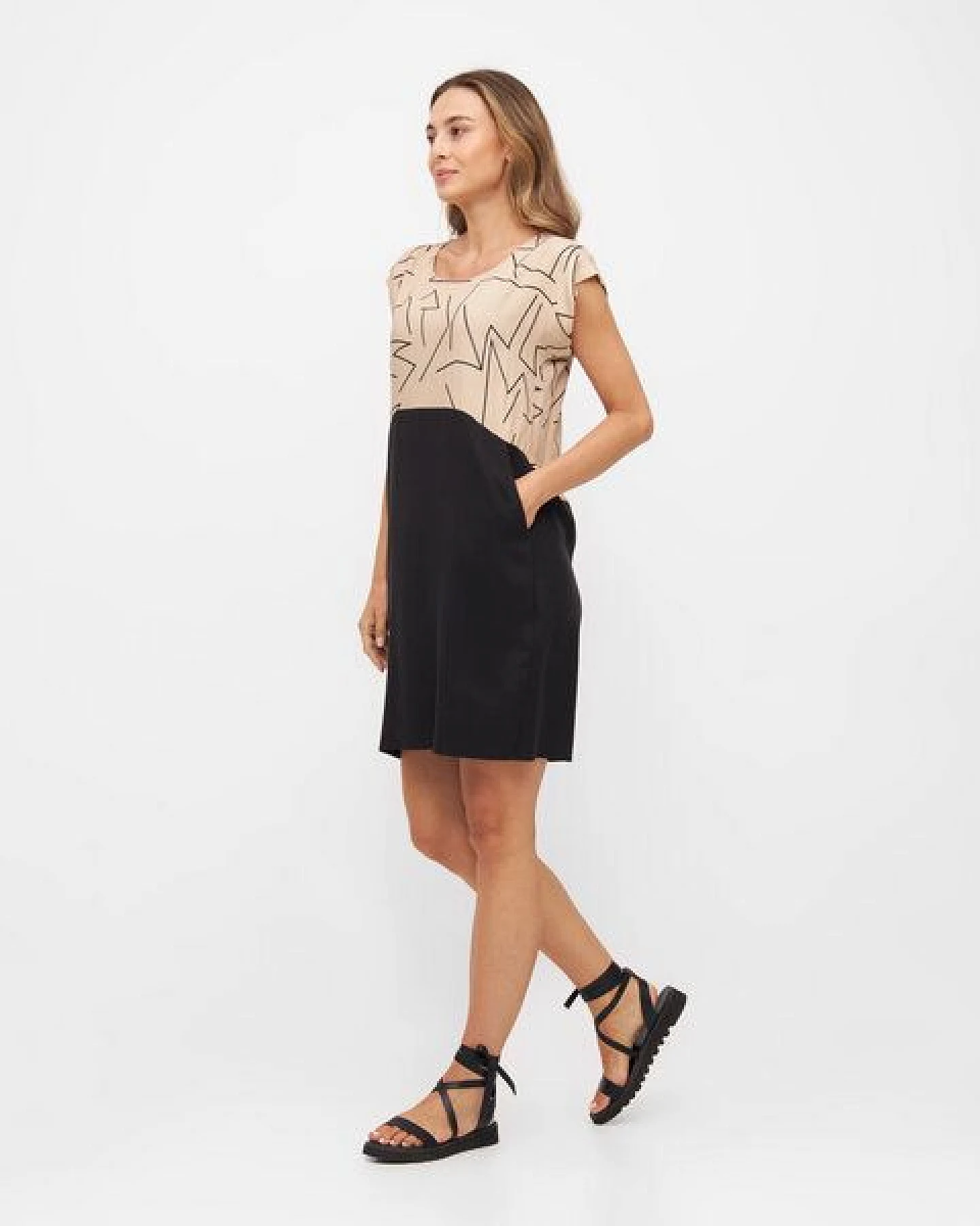 WiDDA berlin Shiftkleid TOO LINES beige aus TENCEL® und ECOVERO® – Ansicht 3