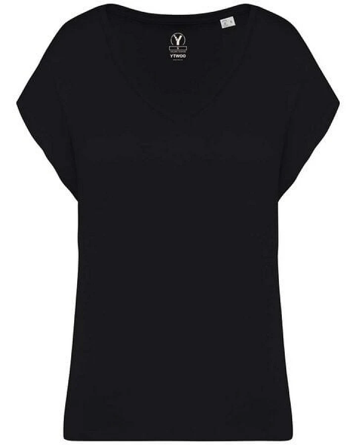 YTWOO Oversized Damen T-Shirt aus Bio-Baumwolle, V-Ausschnitt