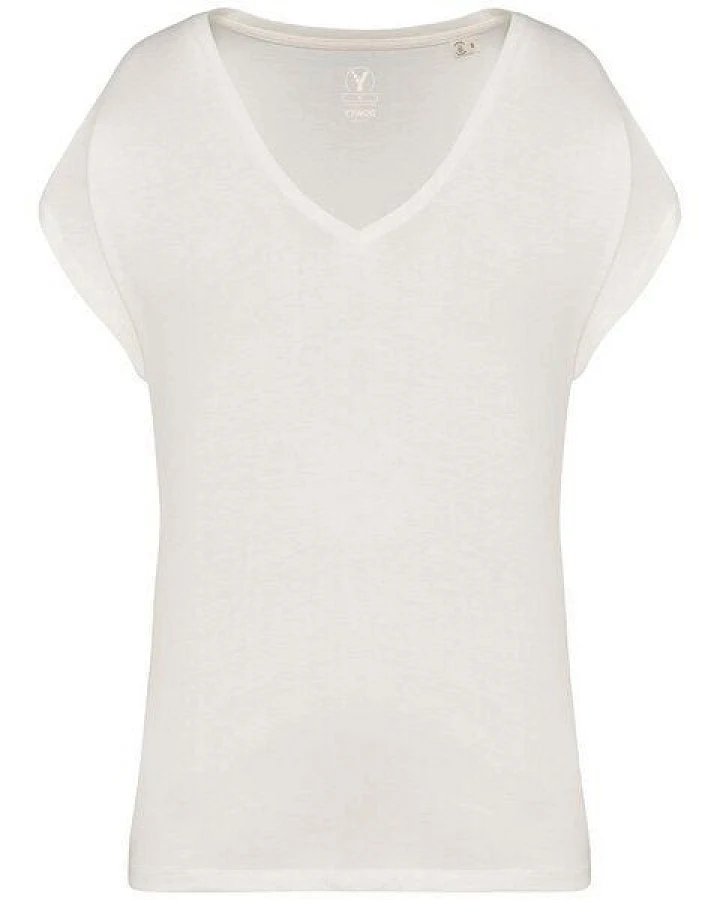 YTWOO Oversized Damen T-Shirt aus Bio-Baumwolle, V-Ausschnitt