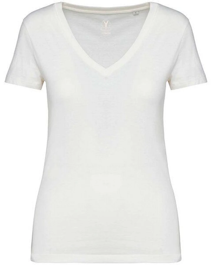 YTWOO Damen Tshirt mit V-Ausschnitt aus 100% Bio-Baumwolle