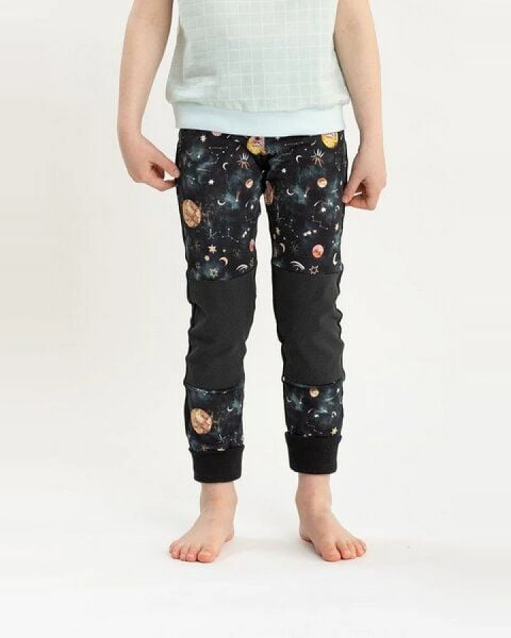 Babbily Verstellbare Kinderleggings mit verstärkten Knien - mitwachsend. Bio-Baumwolle