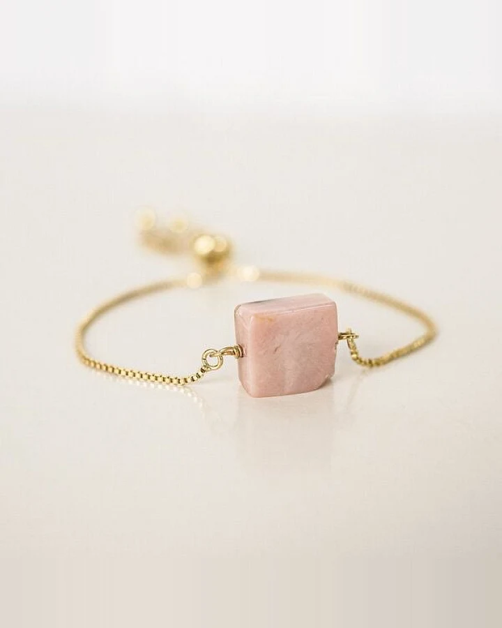 Greencult Vergoldetes Messing Armband mit Pinkopal