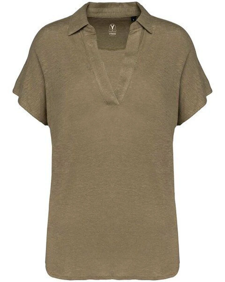 YTWOO Exklusives Damen Polohemd aus 100% Leinen