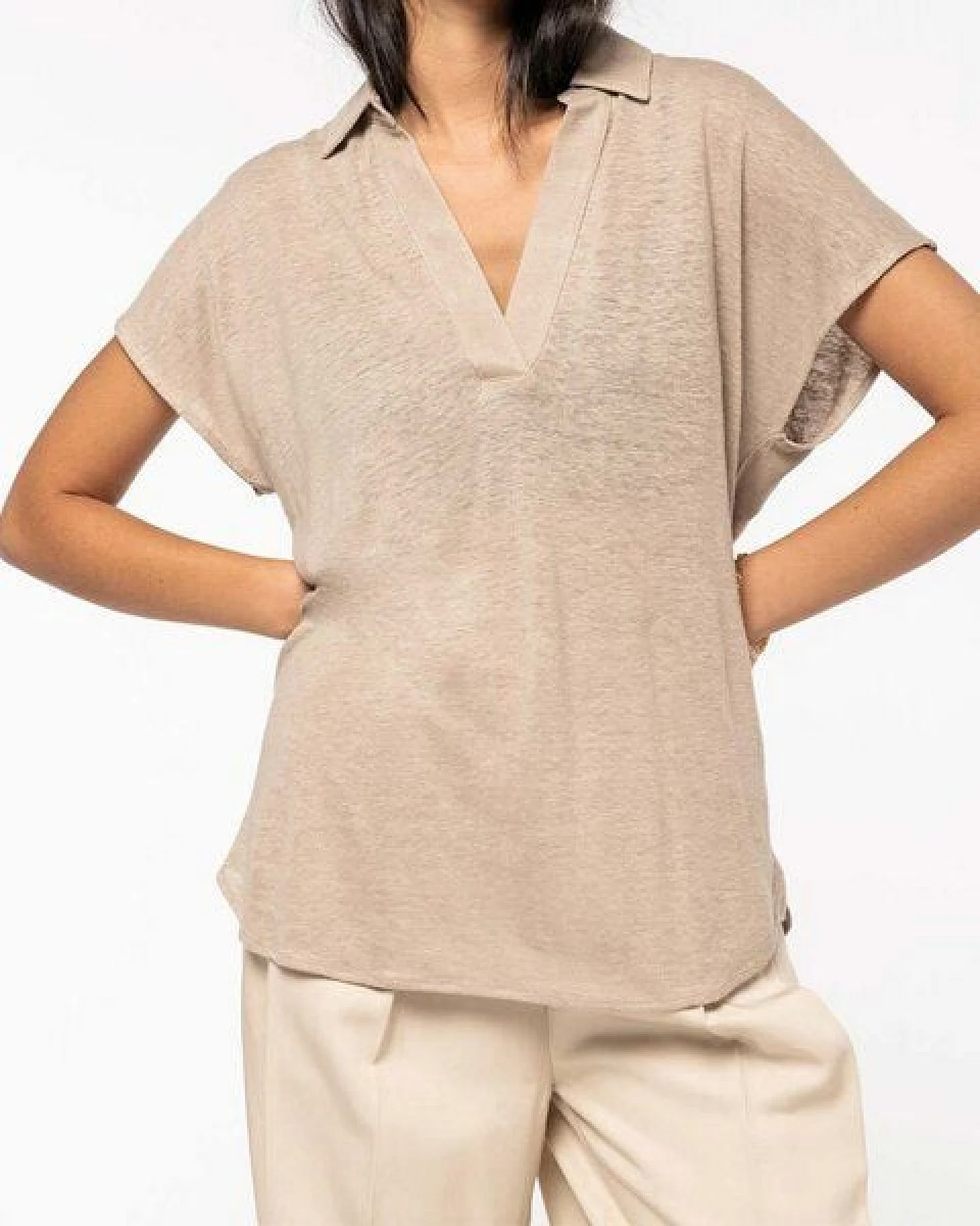 YTWOO Exklusives Damen Polohemd aus 100% Leinen – Ansicht 2