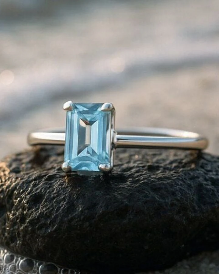 Spirit of Island Silber Solitär Ring "Surfing Aquamarin" |Blauer Aquamarin Edelstein