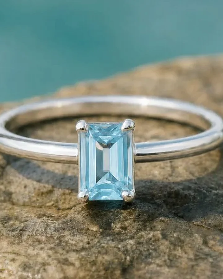 Spirit of Island Silber Solitär Ring "Surfing Aquamarin" |Blauer Aquamarin Edelstein