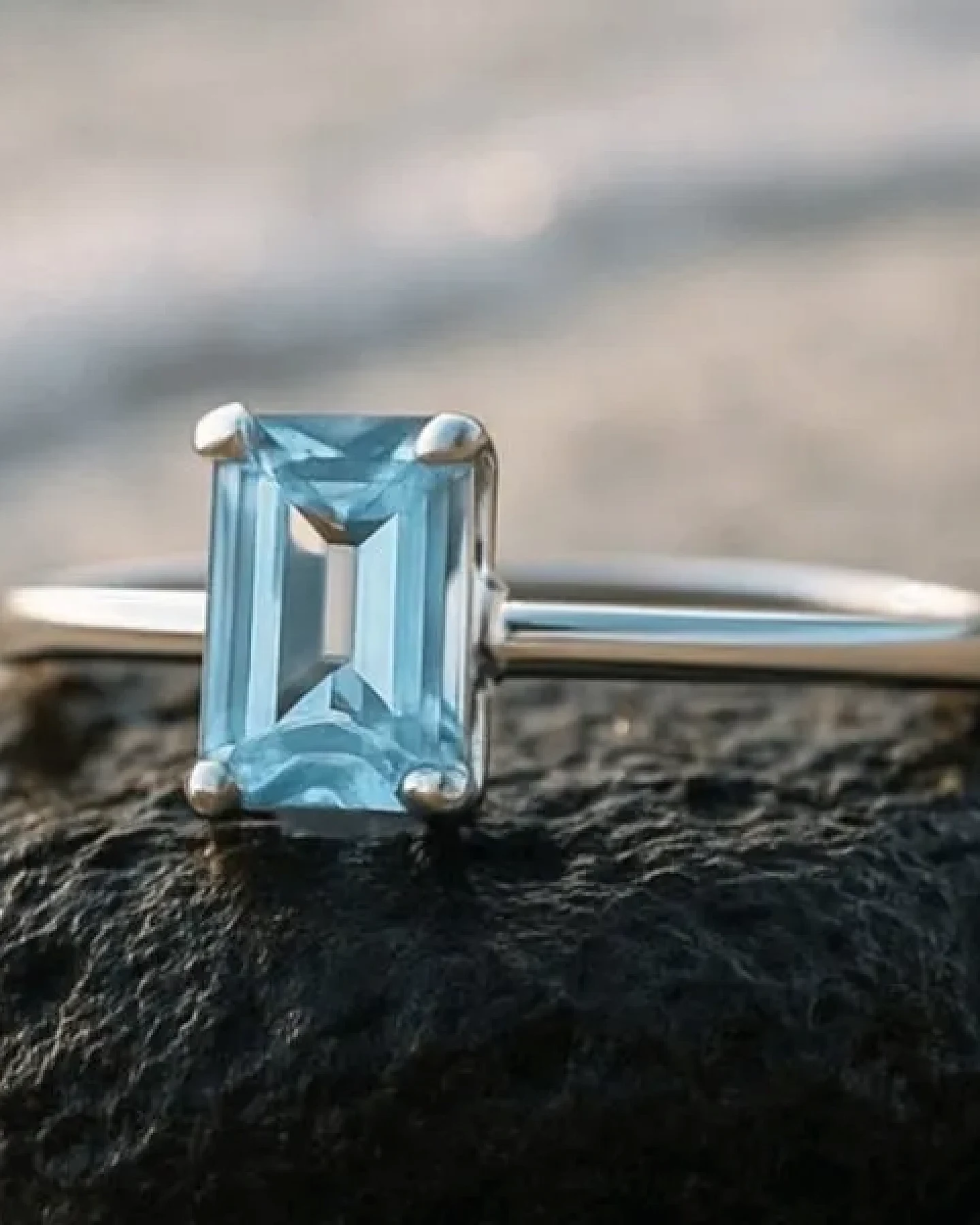 Spirit of Island Silber Solitär Ring "Surfing Aquamarin" |Blauer Aquamarin Edelstein – Ansicht 4