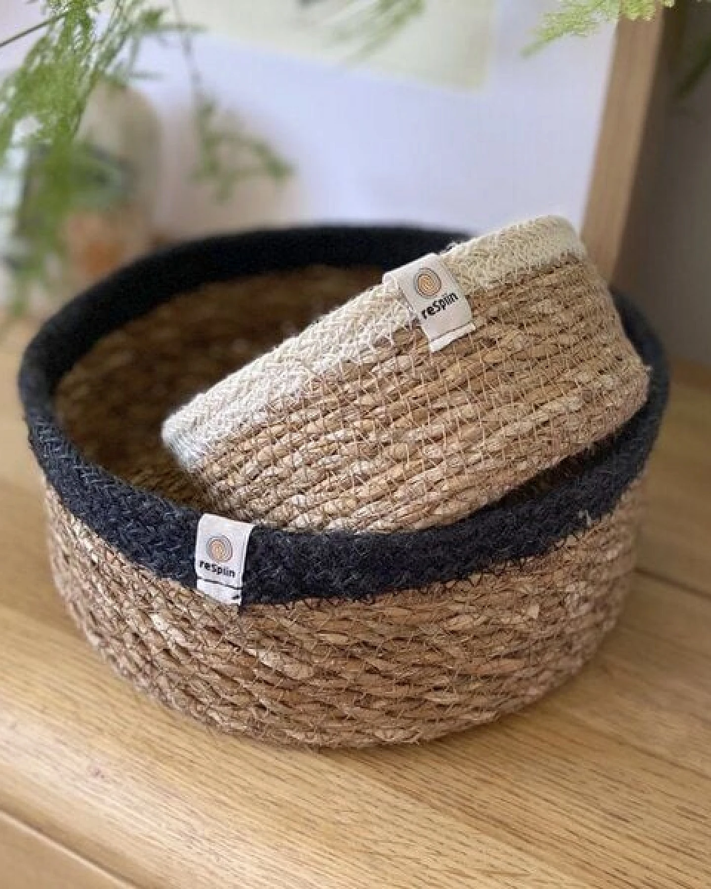 reSpiin Praktischer veganer Aufbewahrungskorb aus Seegras und Jute – Ansicht 2