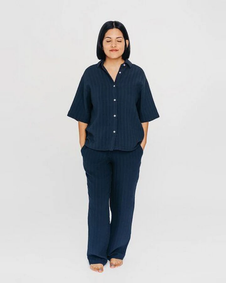 erlich textil Simply Cotton kurzarm Mousseline Nachthemd aus Bio-Baumwolle, made in Europe
