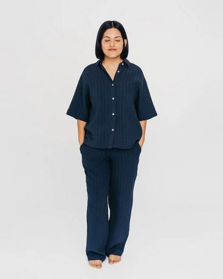 erlich textil Simply Cotton kurzarm Mousseline Nachthemd aus Bio-Baumwolle, made in Europe