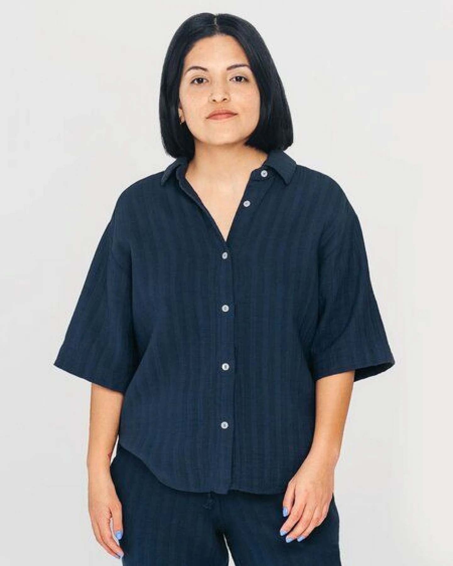 erlich textil Simply Cotton kurzarm Mousseline Nachthemd aus Bio-Baumwolle, made in Europe – Ansicht 3