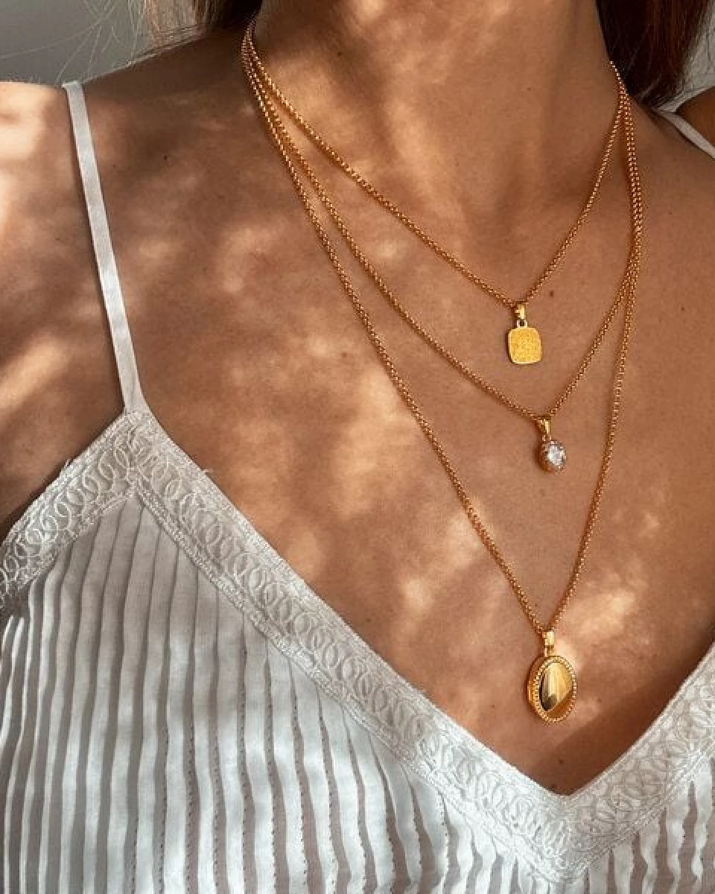 MOANINA Kette Coin Aya - 925 Silber/18k Gold Vermeil - 3 Längen – Ansicht 4