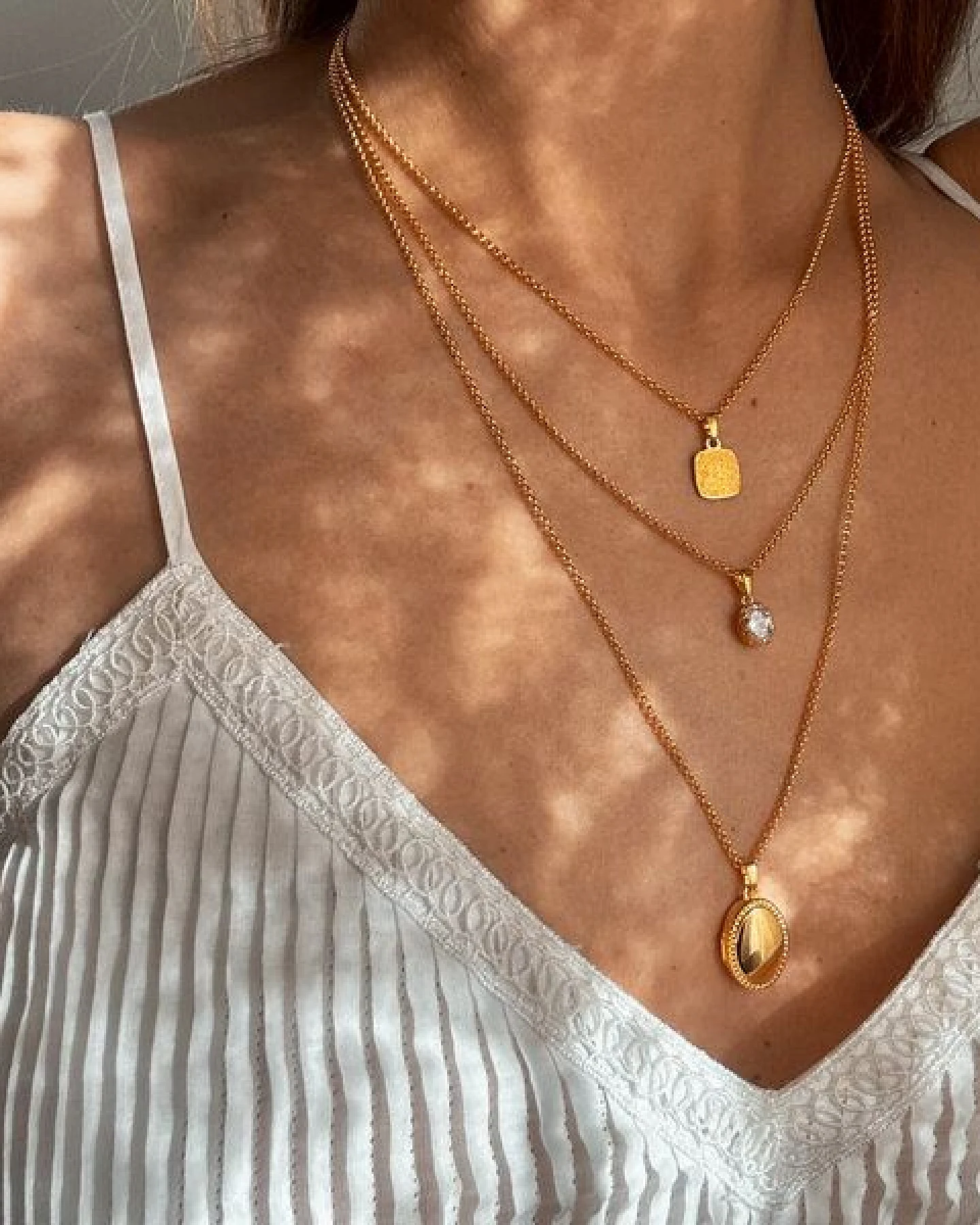MOANINA Kette Coin Aya - 925 Silber/18k Gold Vermeil - 3 Längen – Ansicht 3