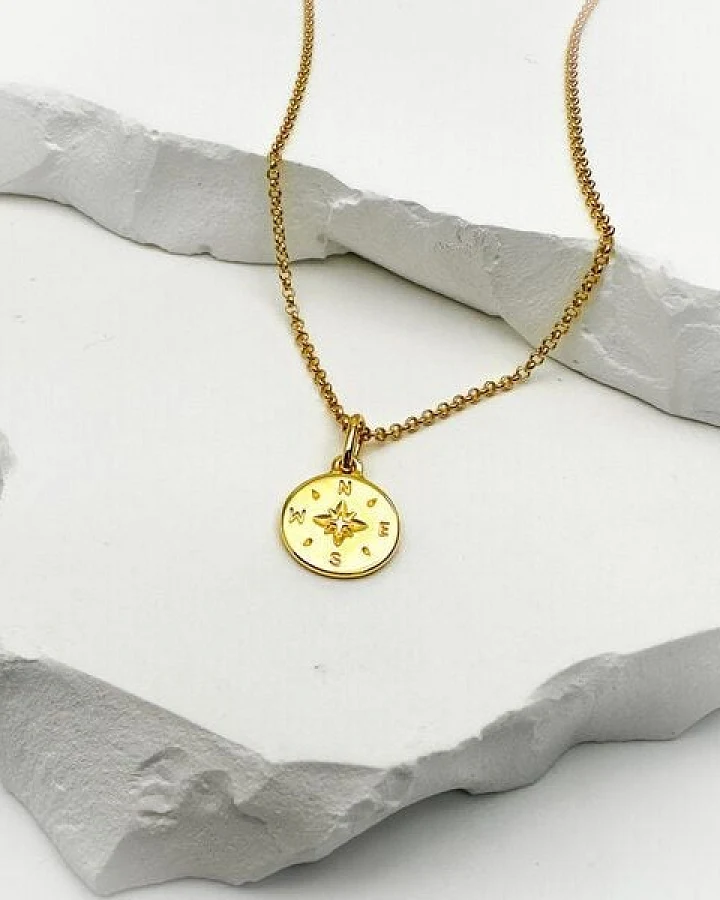 MOANINA Kette Kompass - 925 Silber/18k Gold Vermeil - 3 Längen