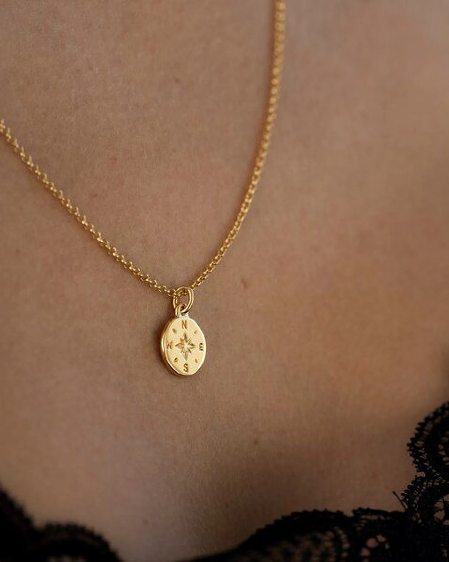 MOANINA Kette Kompass - 925 Silber/18k Gold Vermeil - 3 Längen – Ansicht 2