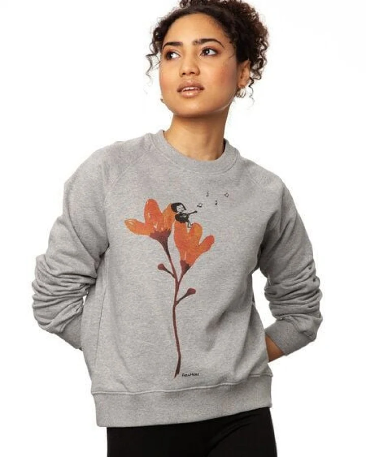 FellHerz Gitarrenmädchen Damen Raglan Sweater heather grey bio & fair