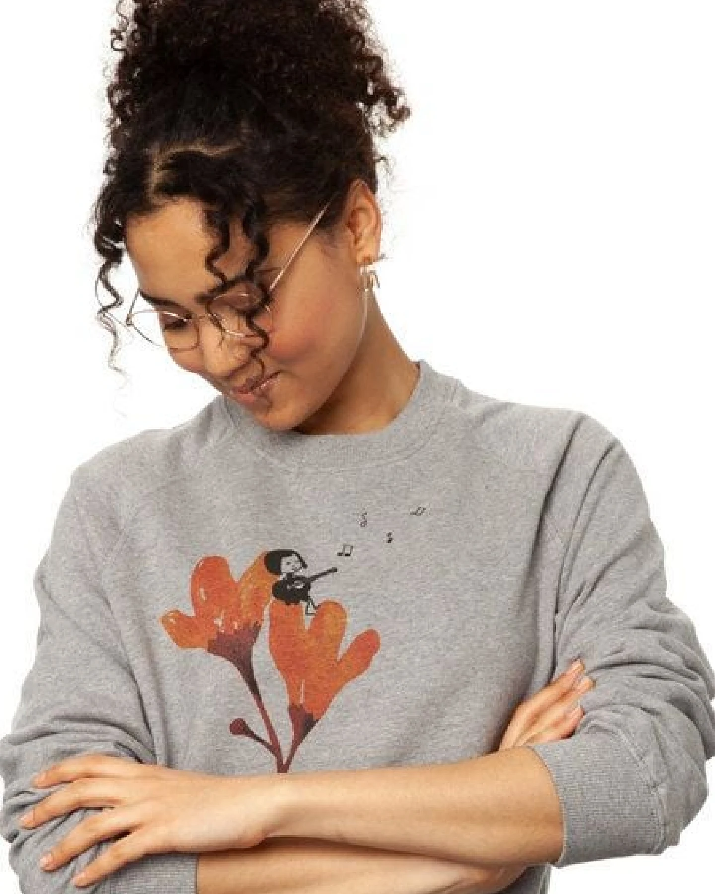 FellHerz Gitarrenmädchen Damen Raglan Sweater heather grey bio & fair – Ansicht 2