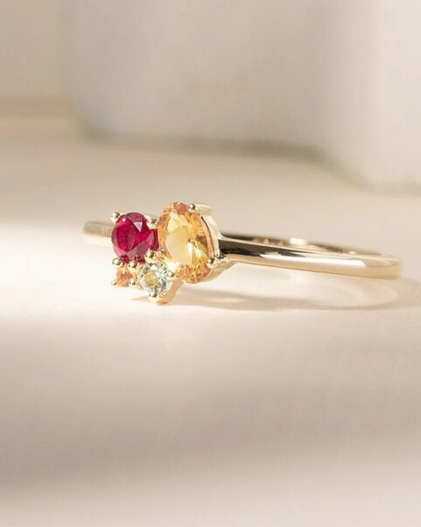 Eppi Cluster-Ring mit Citrin, Rubin und Aquamarin Bluma – Ansicht 2