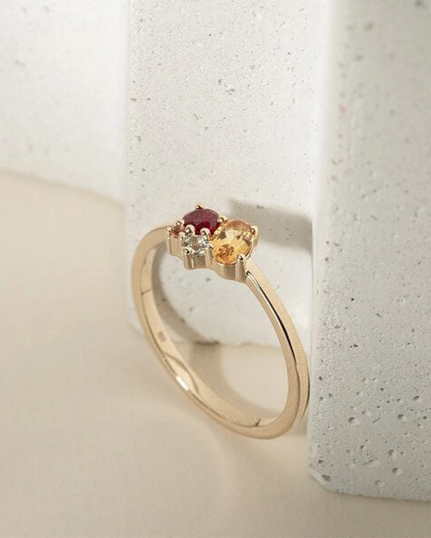 Eppi Cluster-Ring mit Citrin, Rubin und Aquamarin Bluma – Ansicht 3