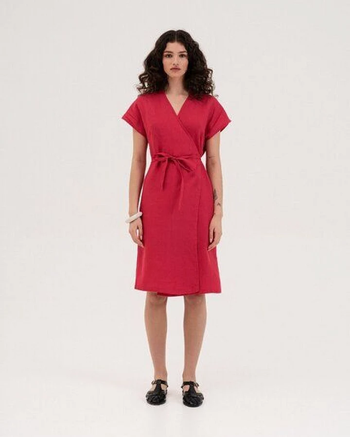 AmourLinen Wickelkleid aus Leinen OLIVIA
