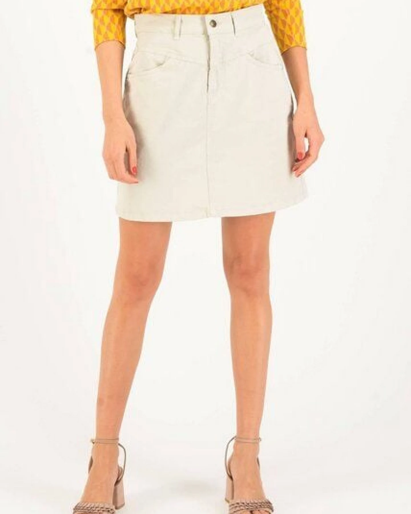 Blutsgeschwister Rock High Waist Yoke - White Oat – Ansicht 4