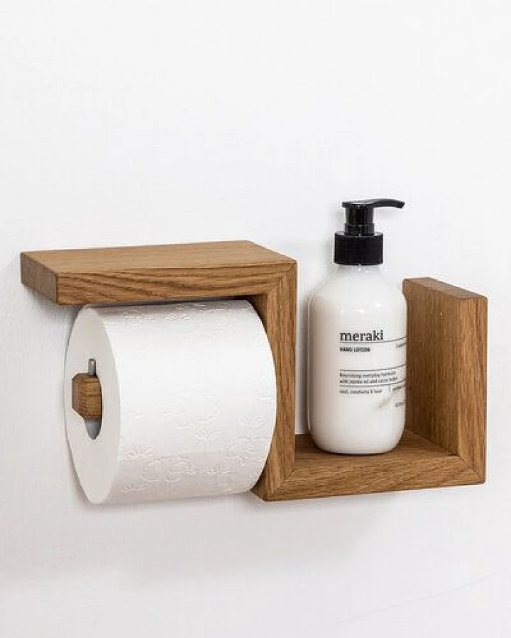 kleiderleiter_de Toilettenpapierhalter BEN aus massiver Eiche mit Platz für Ersatzrolle