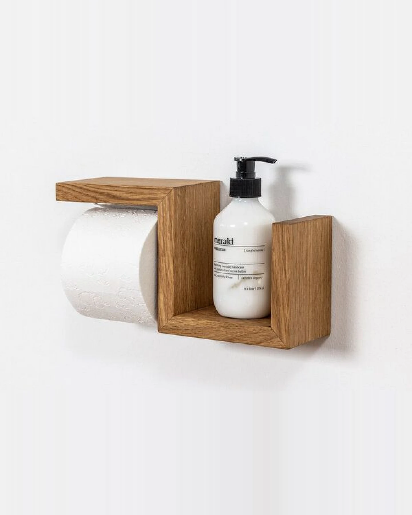 kleiderleiter_de Toilettenpapierhalter BEN aus massiver Eiche mit Platz für Ersatzrolle – Ansicht 3