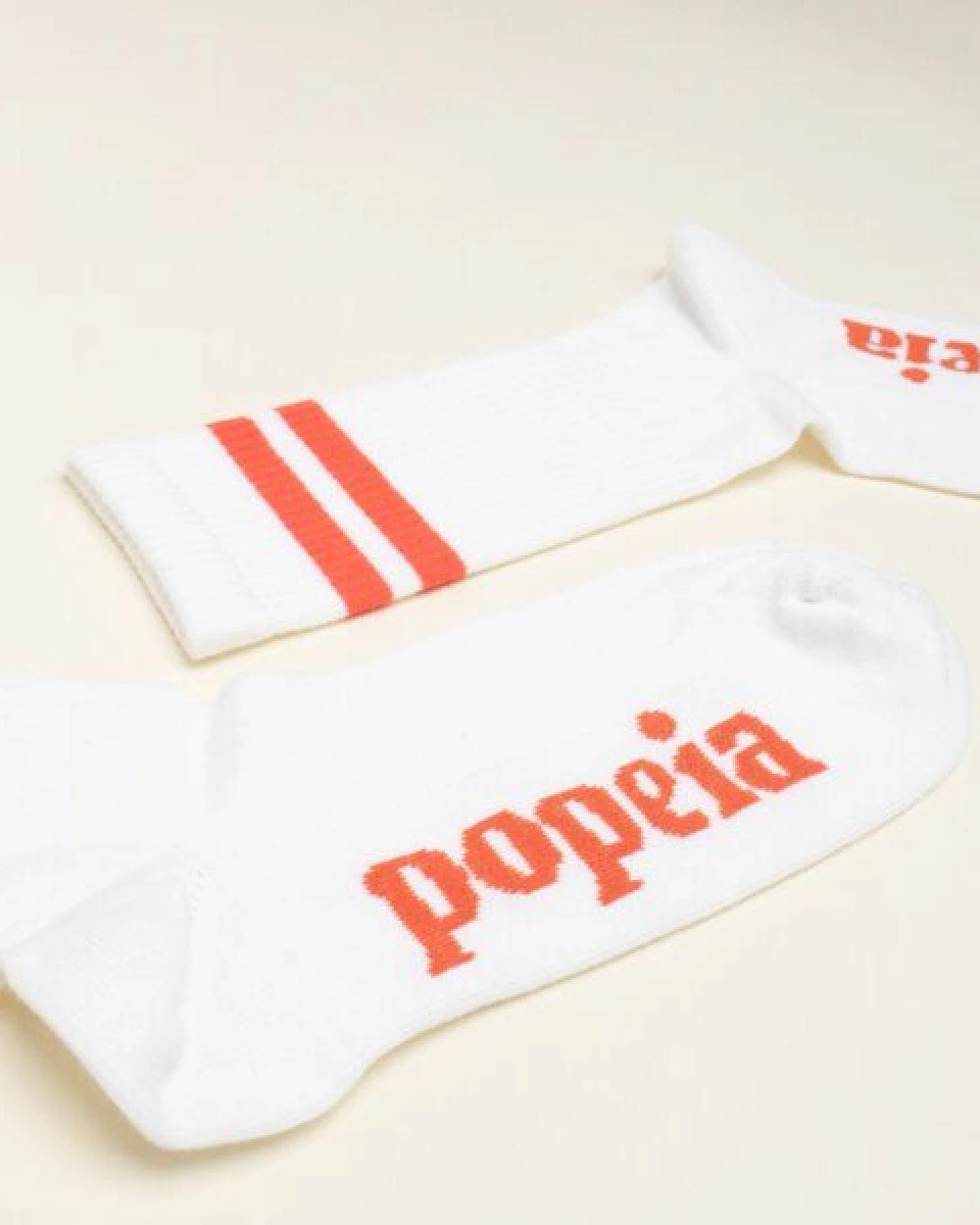 Tennissocken weiß/natur "popeia" mit Streifen – Ansicht 3