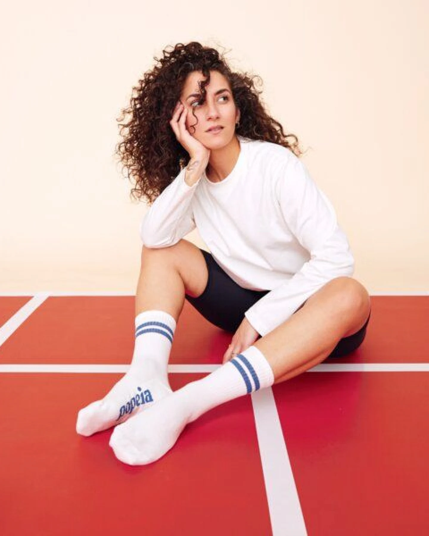 Tennissocken weiß/natur "popeia" mit Streifen – Ansicht 2