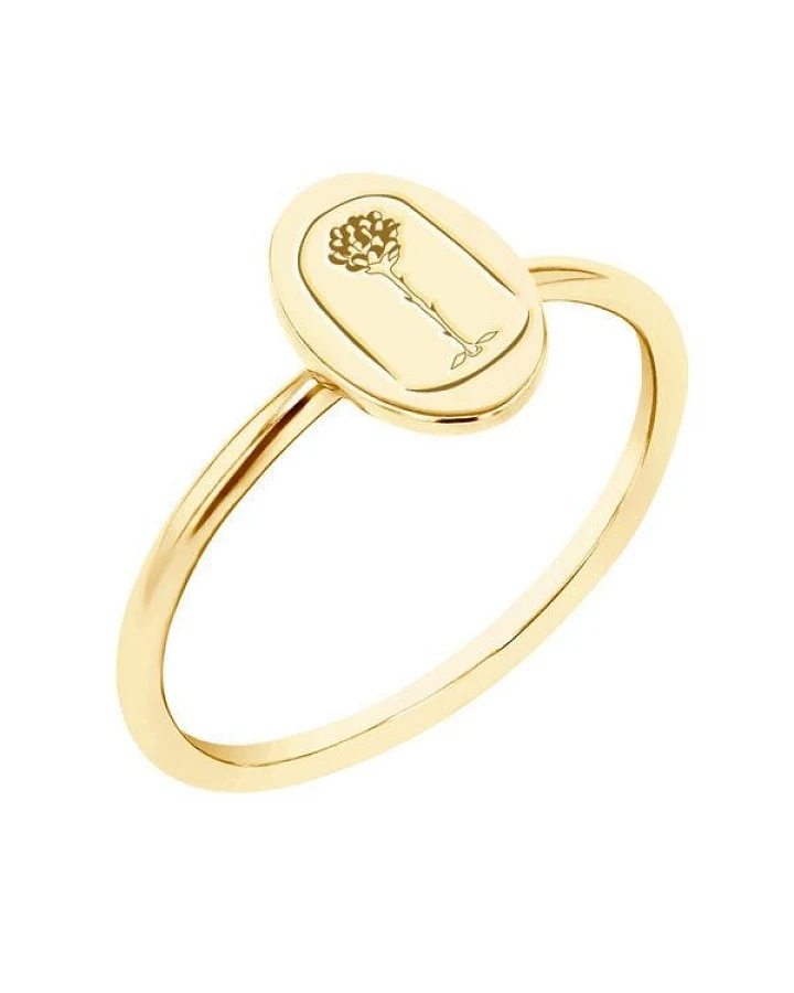 Eppi Ovaler Ring aus Gold mit der Gravur der Rose aus dem Kleinen Prinz