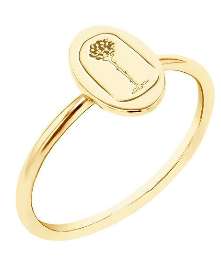 Eppi Ovaler Ring aus Gold mit der Gravur der Rose aus dem Kleinen Prinz