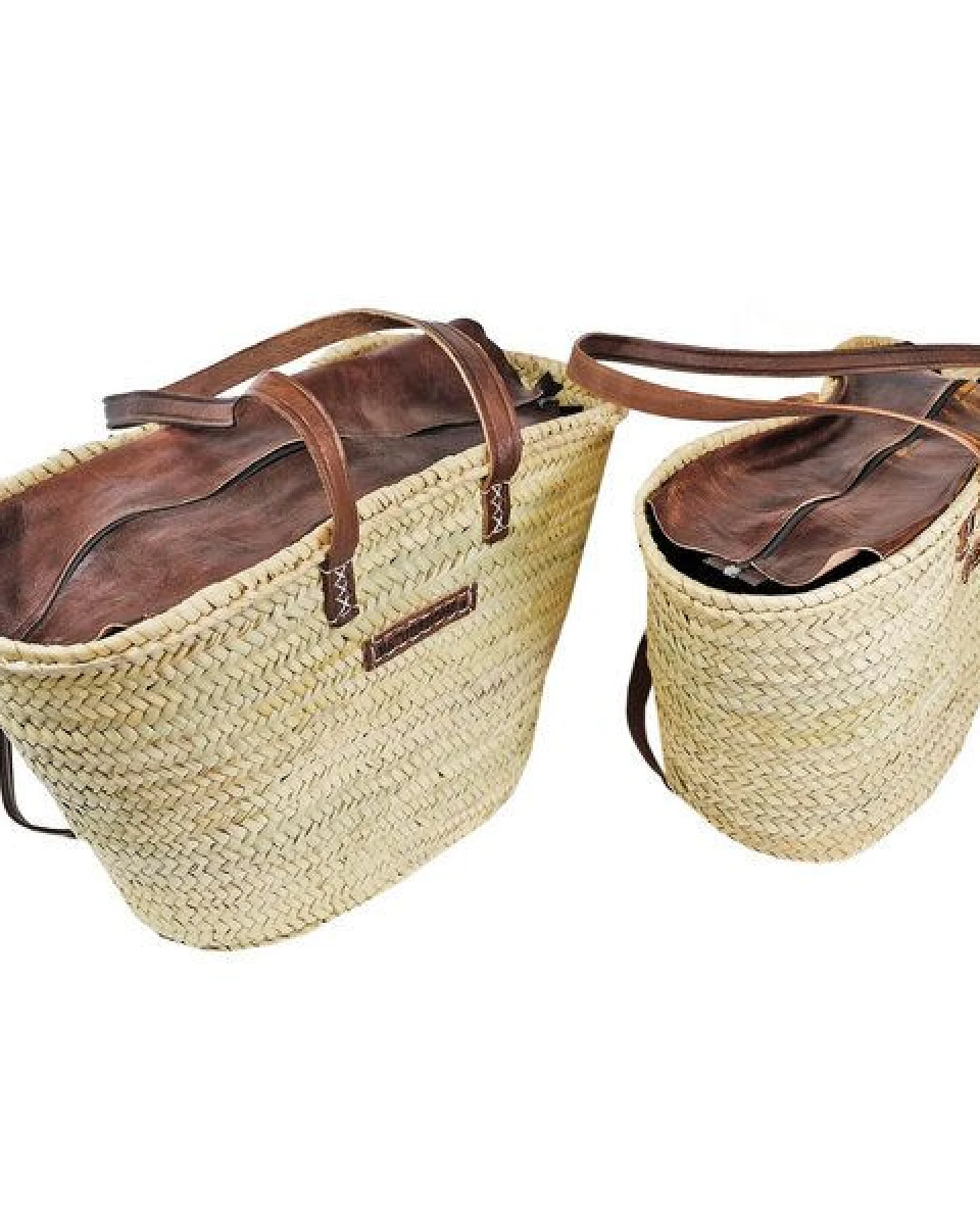 NATUREHOME Palmblatt Korb - Großer Einkaufskorb mit Ledergriff, Handgefertigt aus Naturmaterial, Strandtasche & Shopper für Markt und Urlaub – Ansicht 2