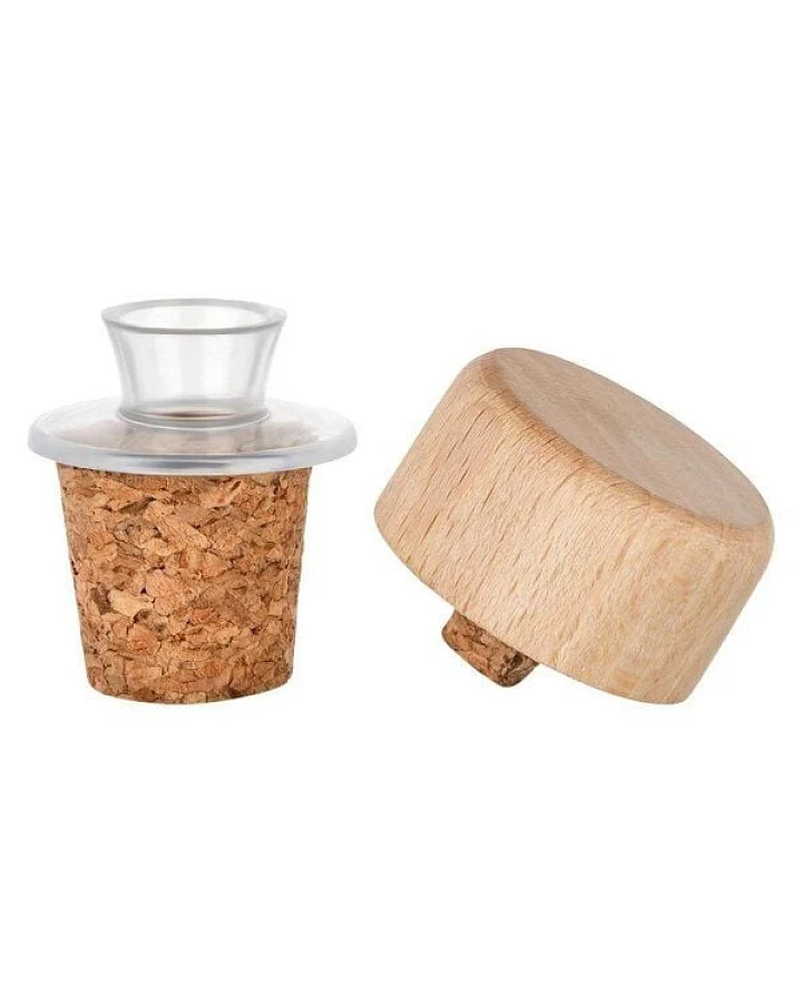 Kork-Deko Kunststoff-Ausgießer mit Holz-Deckel