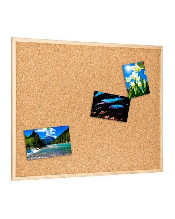 Kork-Deko XL Pinnwand Memoboard aus Kork mit Holzrahmen - 90x60cm