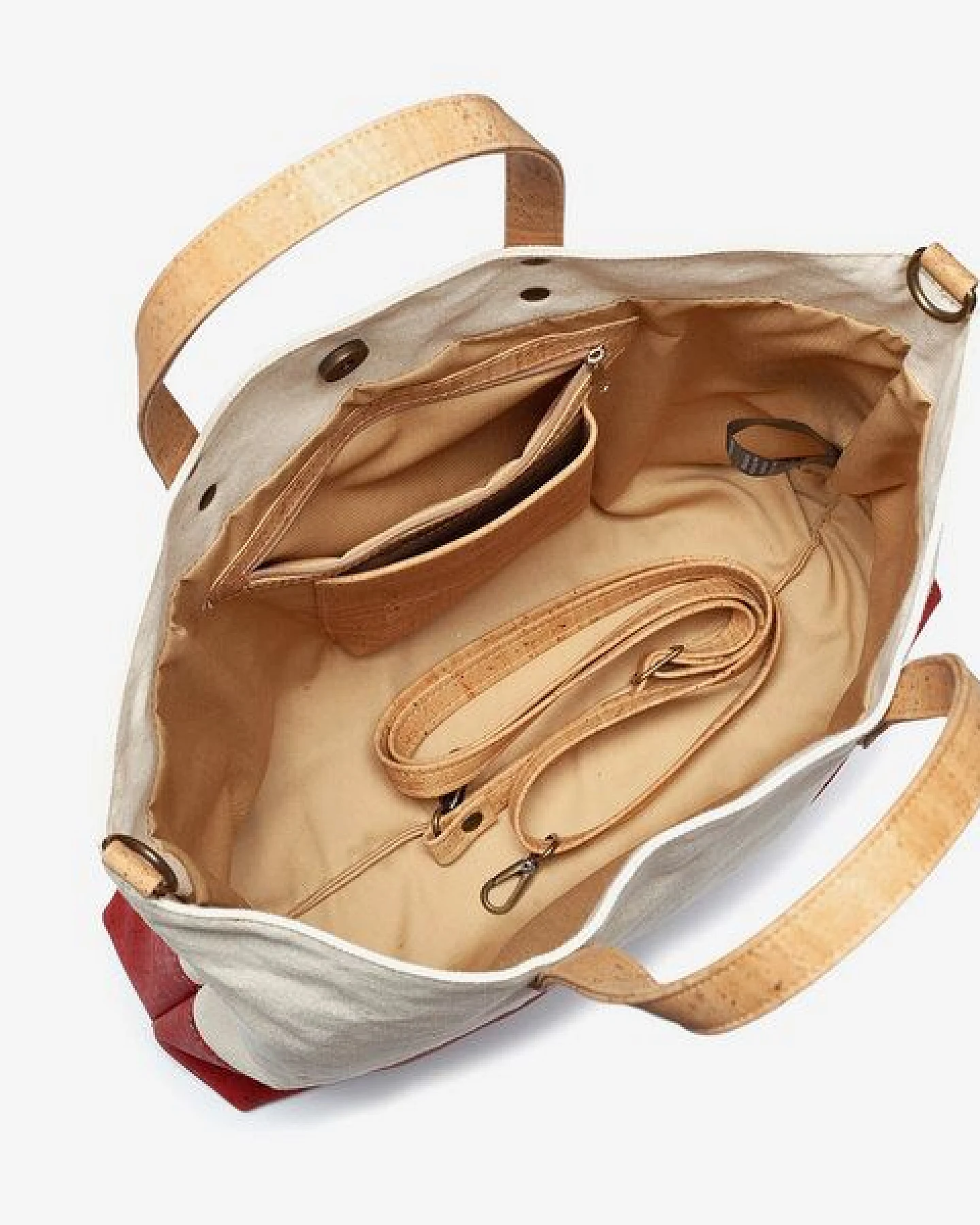 Kork-Deko Umhängetasche aus Korkstoff - rot-weiß - Handtasche aus Kork – Ansicht 4