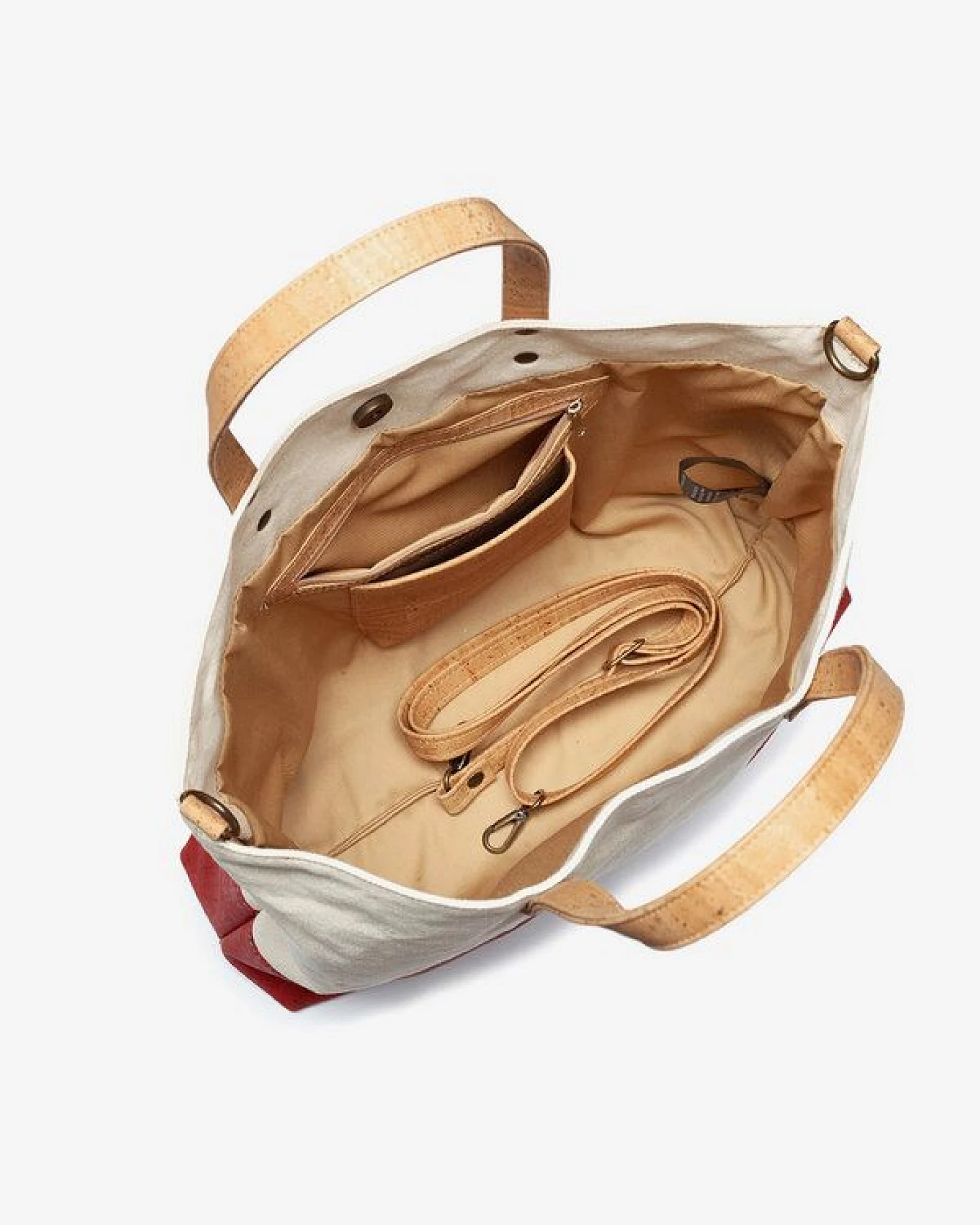 Kork-Deko Umhängetasche aus Korkstoff - rot-weiß - Handtasche aus Kork – Ansicht 4