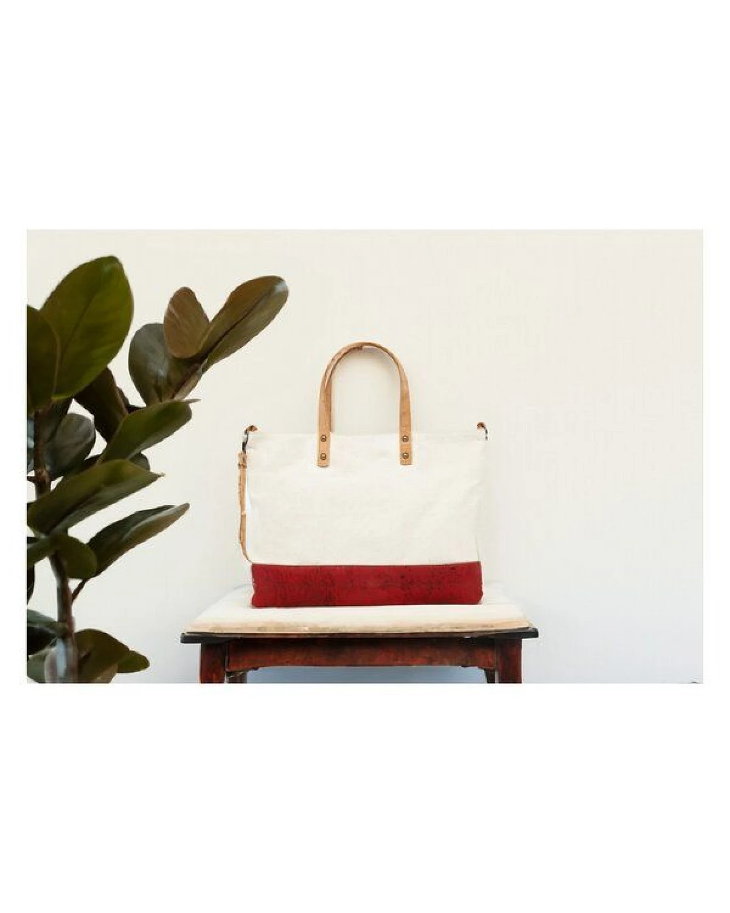 Kork-Deko Umhängetasche aus Korkstoff - rot-weiß - Handtasche aus Kork – Ansicht 3