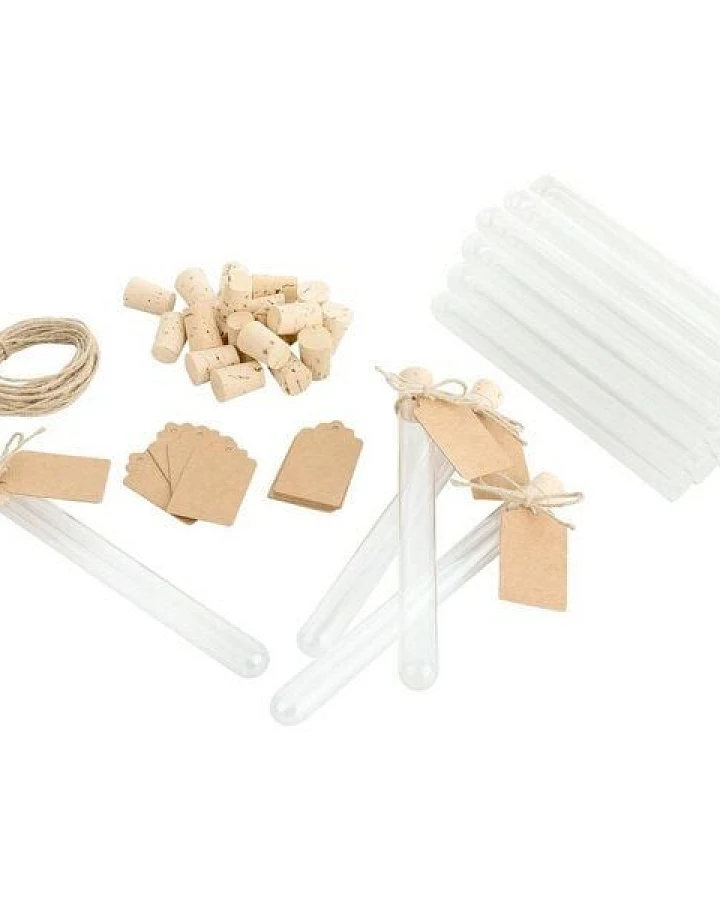 Kork-Deko Reagenzgläser inkl. Kärtchen & Korken - 25 - 50 - 100er Sets