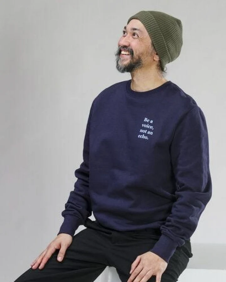 YogiLiebe Herren Sweatshirt "VOICE" Bio-Baumwolle Blau