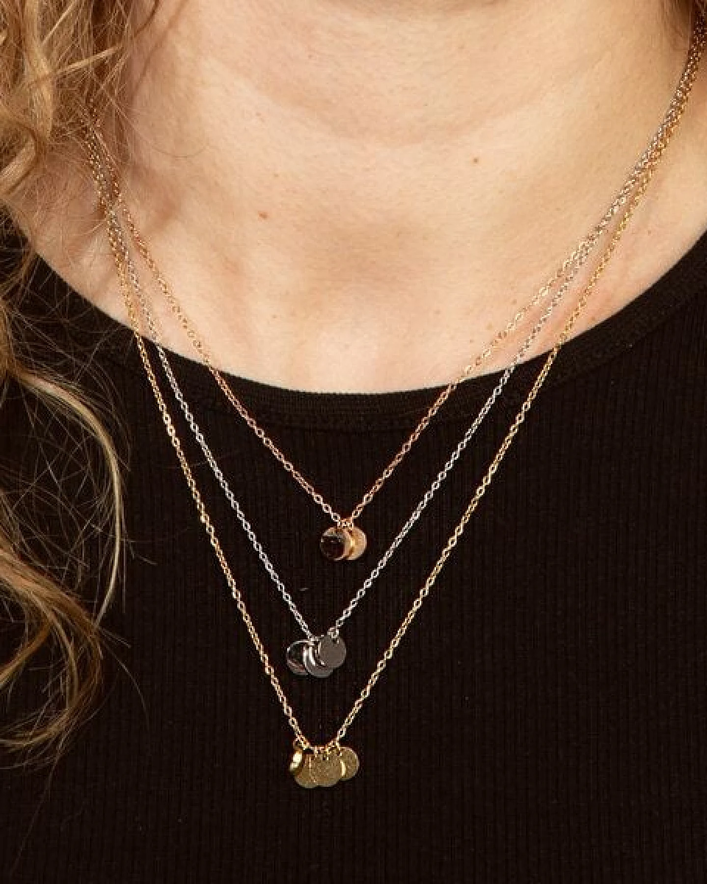 Kreis Kette mit 2,3 oder 4 Münzen in 6mm mit 42+8 cm langer Kette von Elektropulli – Ansicht 4
