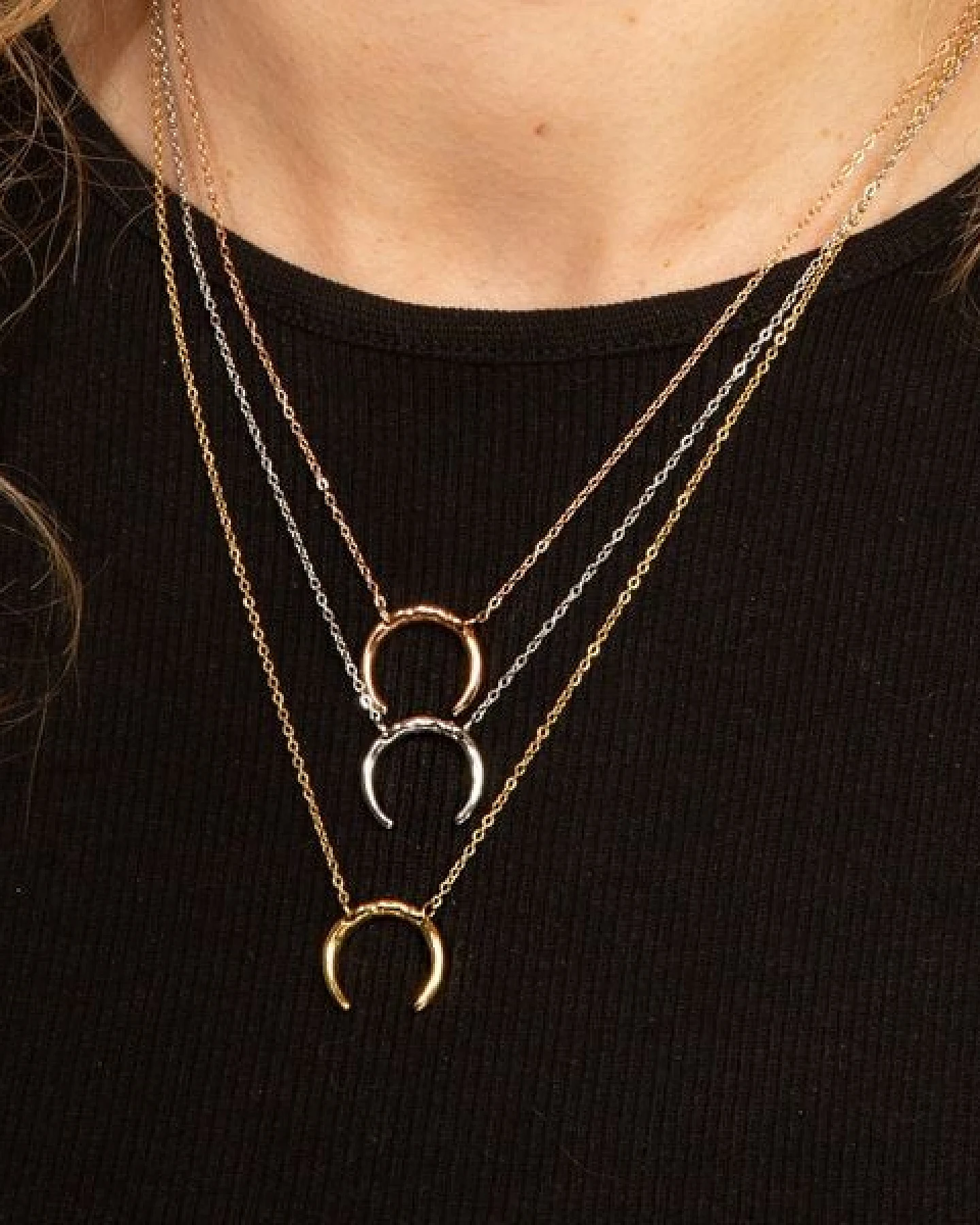 Feine Mond Kette mit 42+8 cm langer Kette von Elektropulli – Ansicht 4