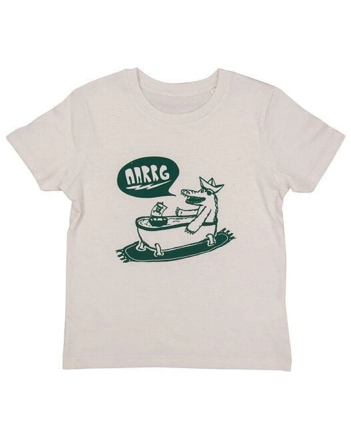 päfjes Kriss Krokodil in Badewanne - Kinder Shirt - fair gehandelt - Bio - Natur/Grün