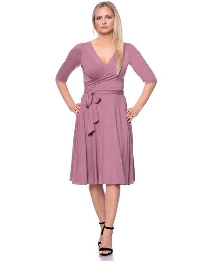 Ingoria AVA wendbares Wickelkleid 3/4 Arm mit schwingendem Rock (Uni)