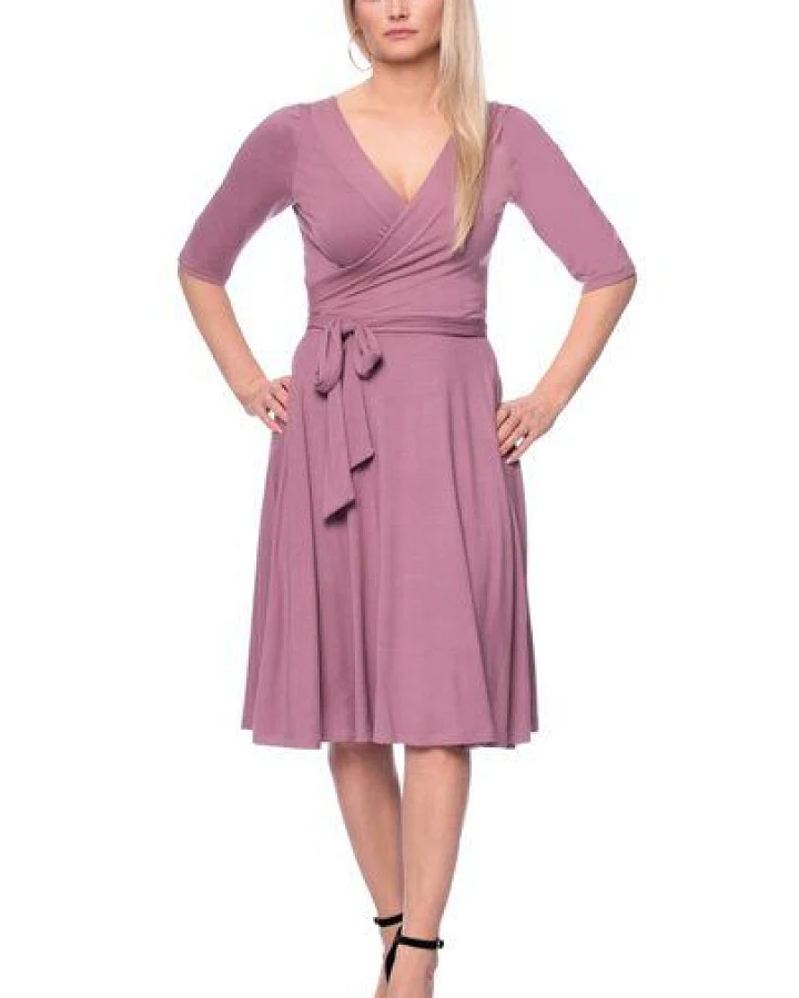 Ingoria AVA wendbares Wickelkleid 3/4 Arm mit schwingendem Rock (Uni)