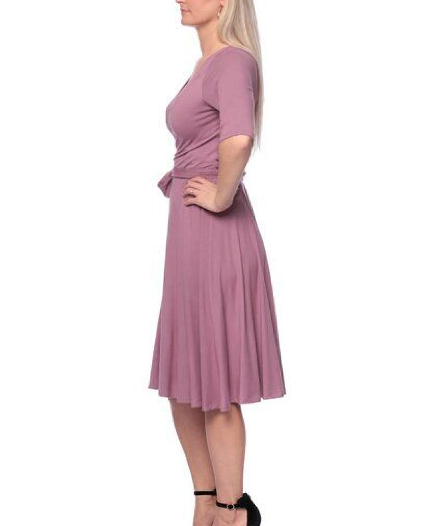 Ingoria AVA wendbares Wickelkleid 3/4 Arm mit schwingendem Rock (Uni) – Ansicht 3