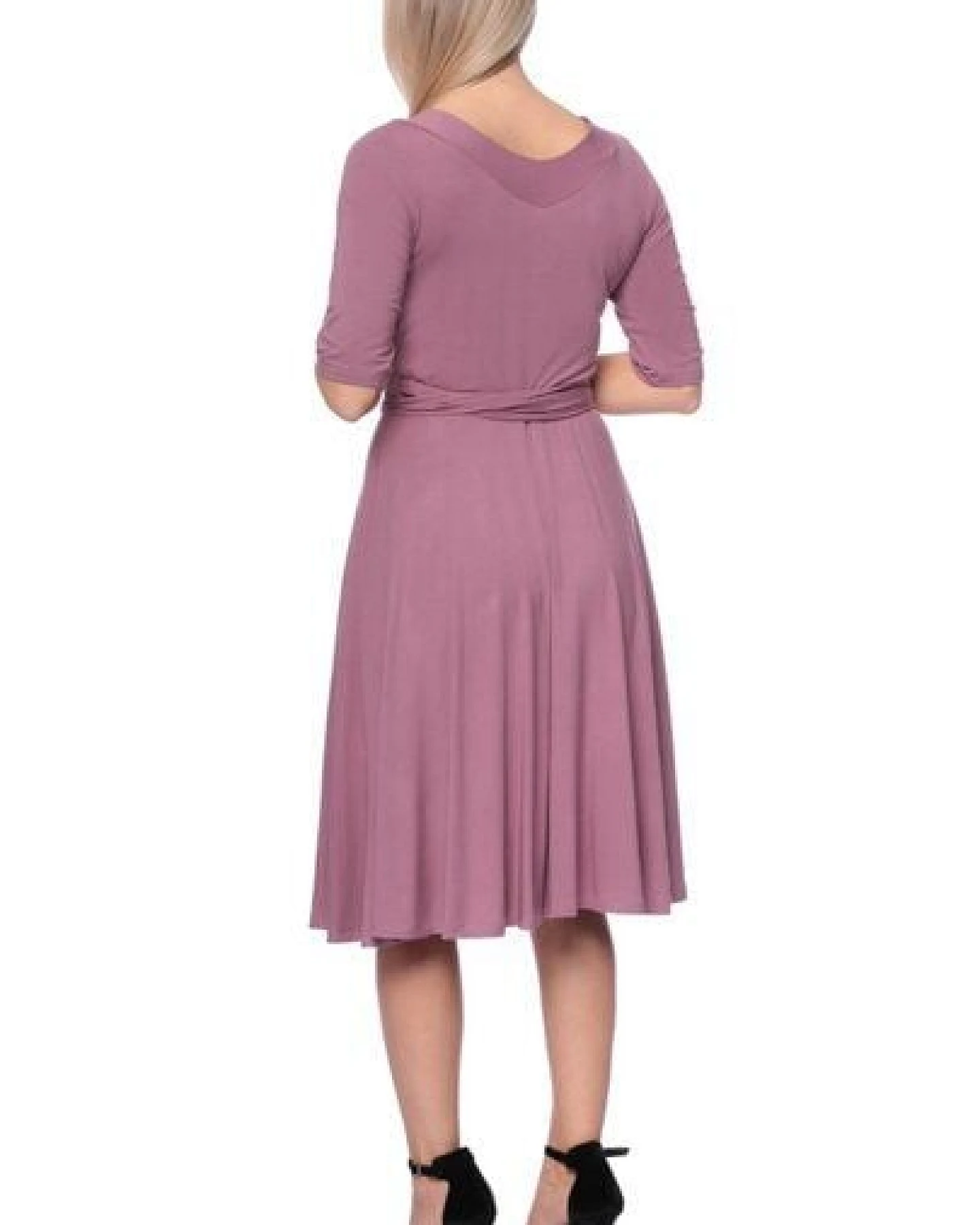 Ingoria AVA wendbares Wickelkleid 3/4 Arm mit schwingendem Rock (Uni) – Ansicht 4
