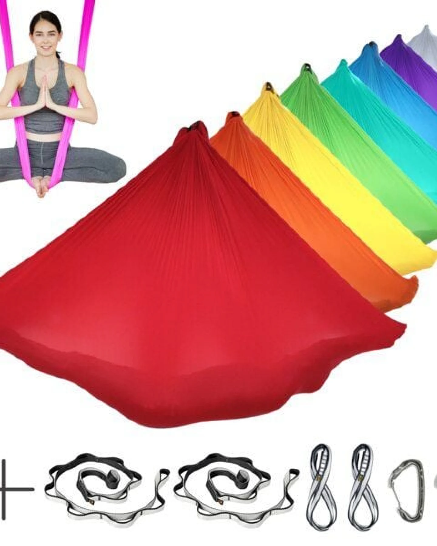 YOGALAXY® Aerial Yoga Tuch Set - mit Zubehör - Premiumqualität in diversen Farben – Ansicht 2