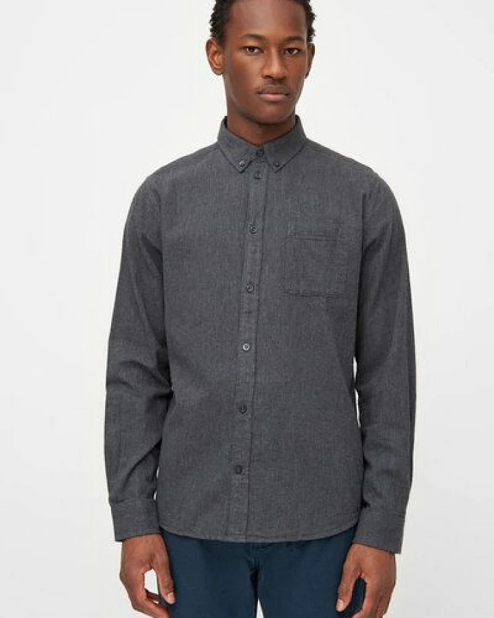 KnowledgeCotton Apparel Flanellhemd Melange - Regular Fit - aus Bio-Baumwolle